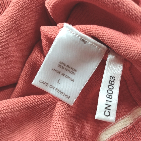 New York & Company Eva Mendes Orange Coral Salamander Collared Shirt - Picture 6 of 6